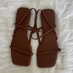 Anine Bing Tan Strappy Square-Toe Sandals